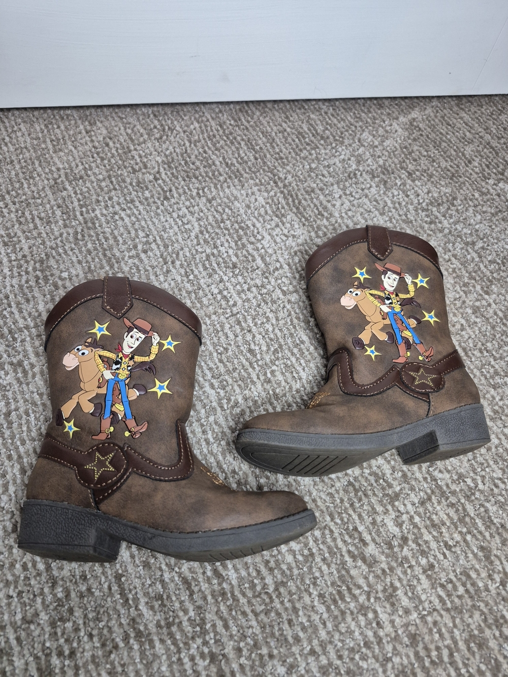 Disney Brown Kids Cowboy Boots with Woody Graphic